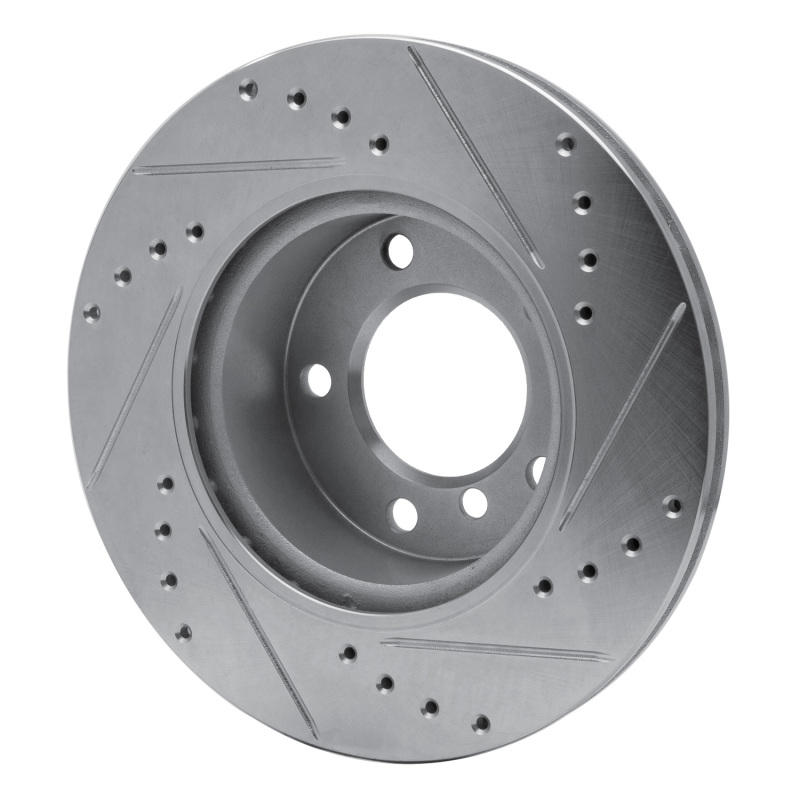 BMW 120i Brake Rotor (1) - Front Left - R1 Concepts - Drilled & Slotted - Silver - `05-`07